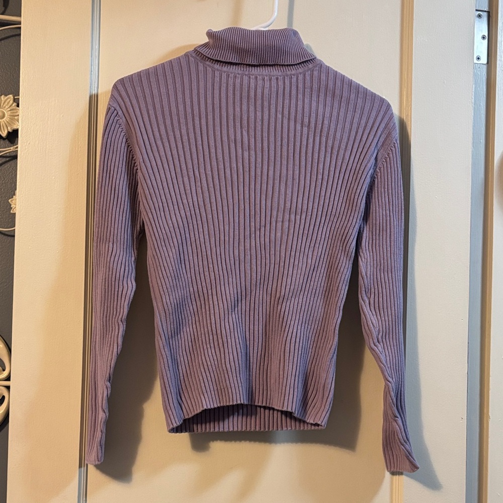Northern Reflections Ribbed Turtleneck Sweater - Lavender